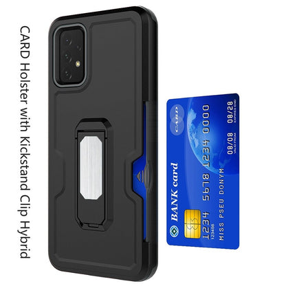 For Apple iPhone 16 Pro Max (6.9") Armor Shockproof Belt Clip Holster with Credit Card Holder, Kickstand Protective Full Body Heavy Duty Hybrid Case Cover Black