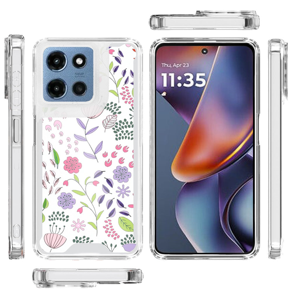 Phone Case for Motorola Moto G Play 5G 2026/ 5G 2025/ 5G2026 Beautiful Floral TPU Shockproof Hybrid Rubber PC Slim Lightweight Protective Designer Pattern Cover Purple and Green Wildflowers