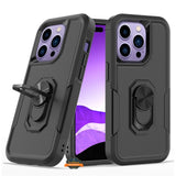 For Apple iPhone 15 (6.1") Heavy Duty Hybrid Rugged 2in1 Shockproof Protective with Magnetic Ring Stand Holder  Phone Case Cover