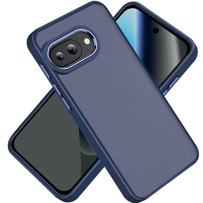Phone Case for Google Pixel 10A Polished Acrylic Hybrid TPU Slim Shockproof Metal Button Thick Durable Grip Camera Protection Anti-Scratch Cover
