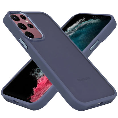 Phone Case for Samsung Galaxy S23 Ultra Polished Acrylic Hybrid TPU Slim Shockproof Metal Button Thick Durable Grip Camera Protection Anti-Scratch Cover