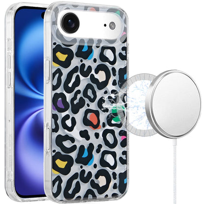 For Apple iPhone 17 Stylish Pattern Fashion IMD Printed Design TPU Double Layer Slim Shockproof with Magnetic Back Case Cover Multicolor Leopard