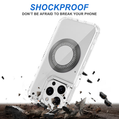 For Apple iPhone 17 Pro Max Magnetic Circle Compatible with Magsafe, Hybrid Chrome 3in1 Transparent Shockproof TPU Bumper Case Cover