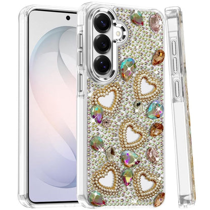 Phone Case for Samsung Galaxy S26 Luxury Crystal Heart Rhinestone Diamond Bling Shockproof Hybrid Glitter Protective Stylish Durable Grip Cover
