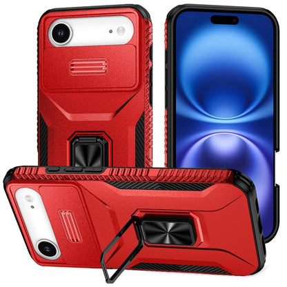 For Apple iPhone 17 Air (6.6") Wallet Case with Ring Stand & Slide Camera Cover Back Credit Card Slot Holder, Military Grade Case Cover