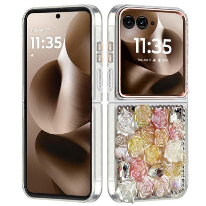 For Motorola Razr Ultra 2025 Muti-Color Floral Fashion Bling Crystal 3D Full Diamonds Stones Sparkle Rhinestone Glitter Hybrid Case Cover