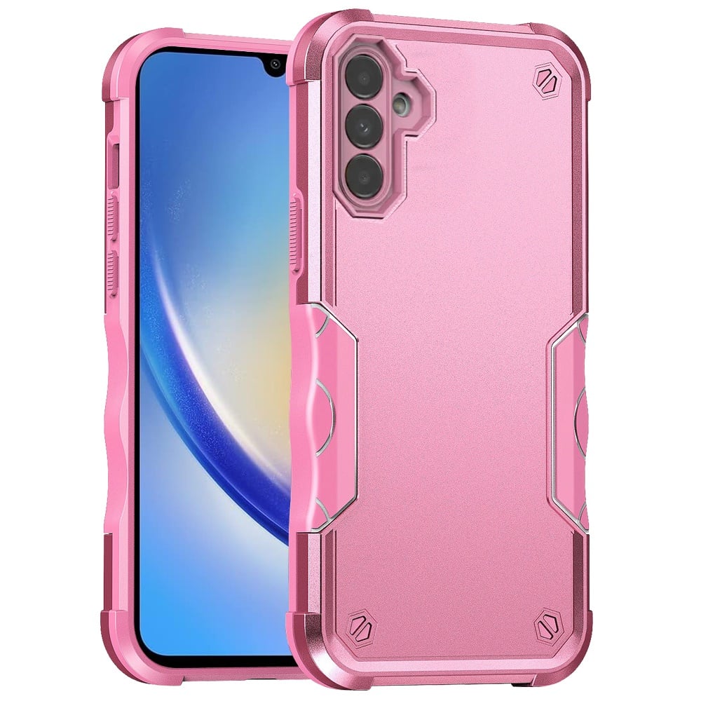 Phone Case for Samsung Galaxy A15 5G Shockproof Rugged Hybrid TPU Anti-Slip Grip Armor Military Grade Drop Resistant Shock-Absorbing Impact Cover Pink
