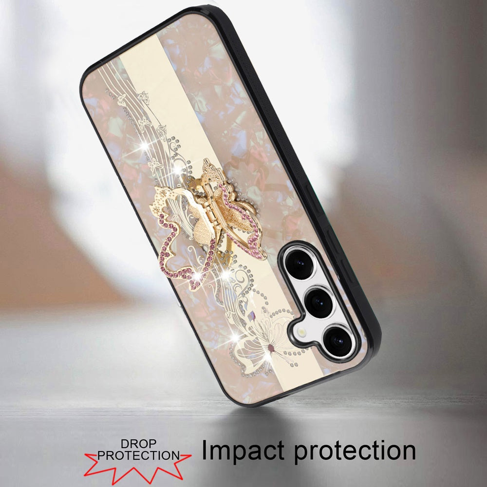 For Samsung Galaxy S26 Diamonds 3D Butterfly Bling Sparkly Glitter Ornaments Engraving Hybrid with Stand Fashion Case Cover