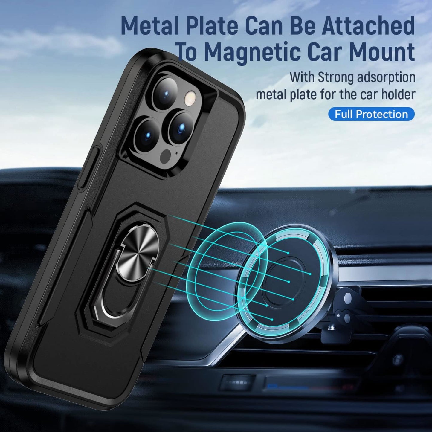 For Samsung Galaxy S24 FE /Fan Edition Military Grade Armor Heavy Shockproof Hybrid with Kickstand Built-in 360°Rotate Ring Stand Case Cover