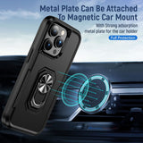 For Apple iPhone 15 (6.1") Military Grade Armor Heavy Shockproof Hybrid with Kickstand Built-in 360°Rotate Ring Stand  Phone Case Cover