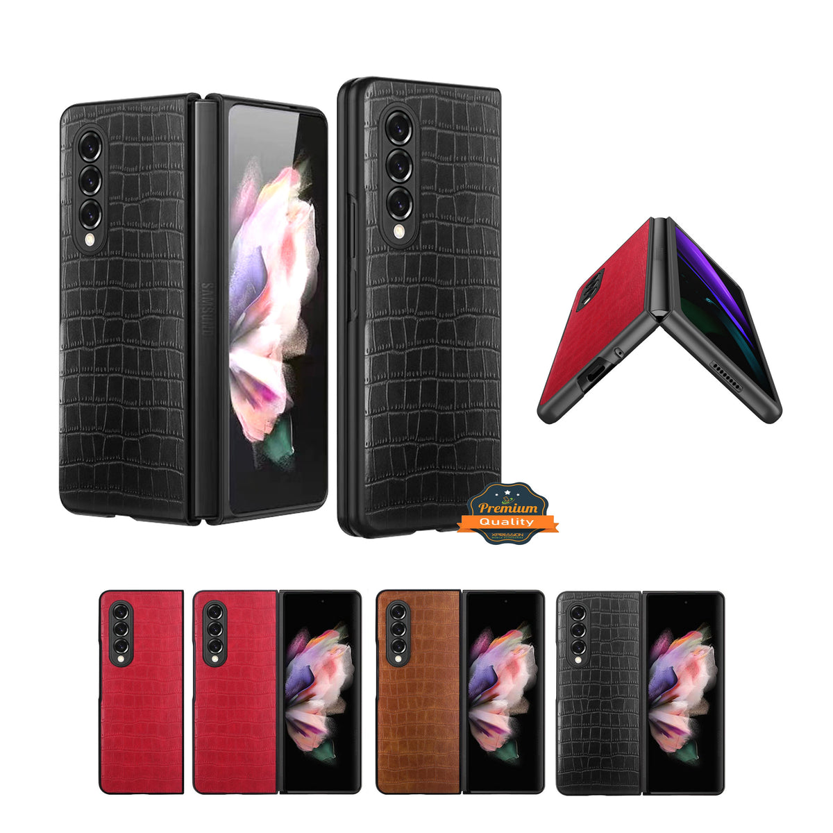 For Samsung Galaxy Z Fold 7 PU Vegan Leather Case, Premium Snap-On Hard Shell Cover, Slim Fit Protective Matte Finish Case Cover