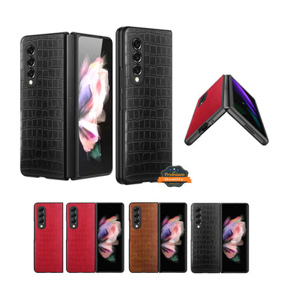 For Samsung Galaxy Z Fold 7 PU Vegan Leather Case, Premium Snap-On Hard Shell Cover, Slim Fit Protective Matte Finish Case Cover