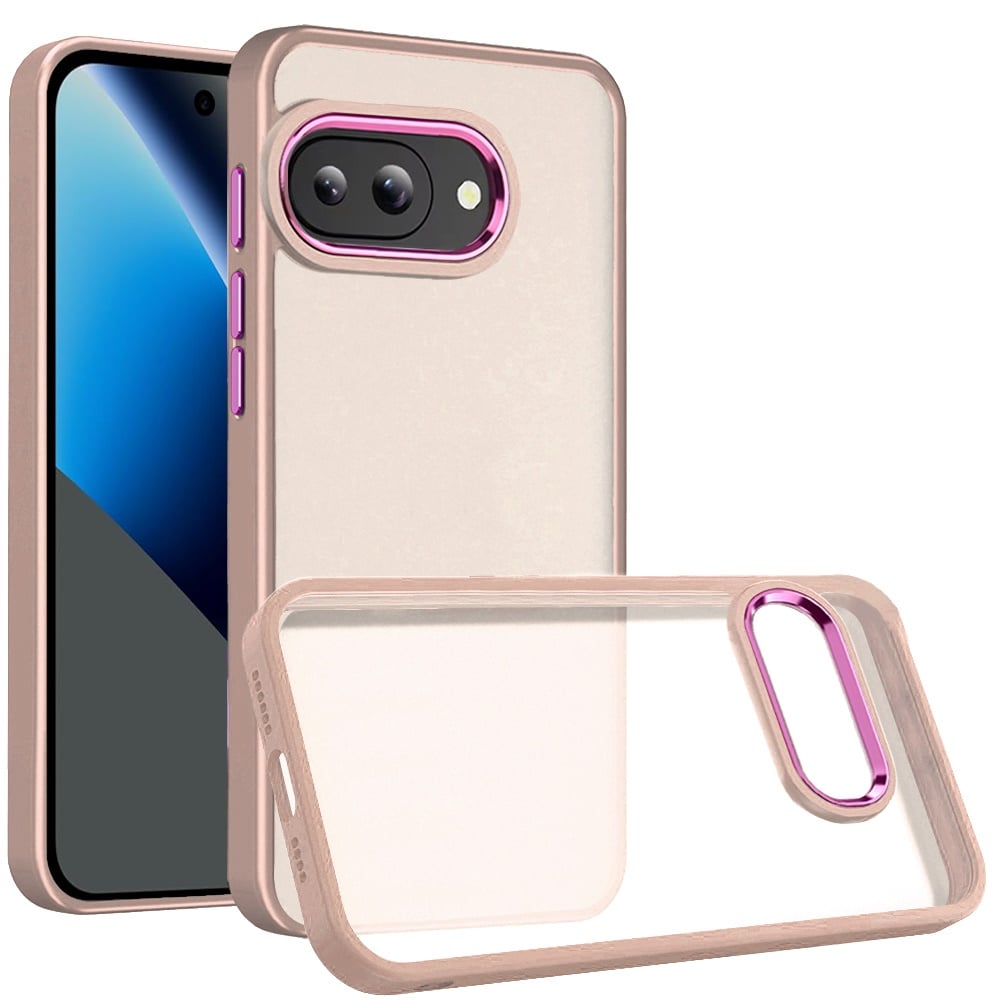Phone Case for Google Pixel 10A Polished Acrylic Hybrid TPU Slim Shockproof Metal Button Thick Durable Grip Camera Protection Anti-Scratch Cover