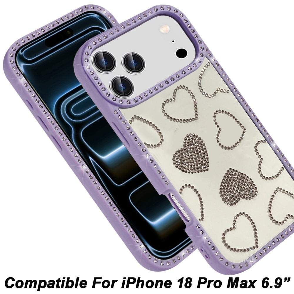 Phone Case for Apple iPhone 18 Pro Max Spread Love Hearts Glitter Shimmer Bling Diamond Edge Shockproof Hybrid Stylish Protective Slim Grip Designer Cover
