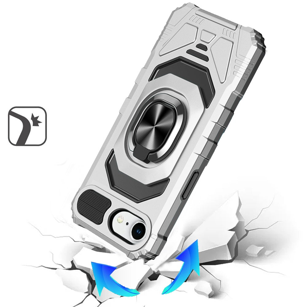 For Apple iPhone 16e Hybrid Dual Layer with 360° Rotate Magnetic Ring Stand Holder Kickstand TPU Rugged PC Shockproof Case Cover