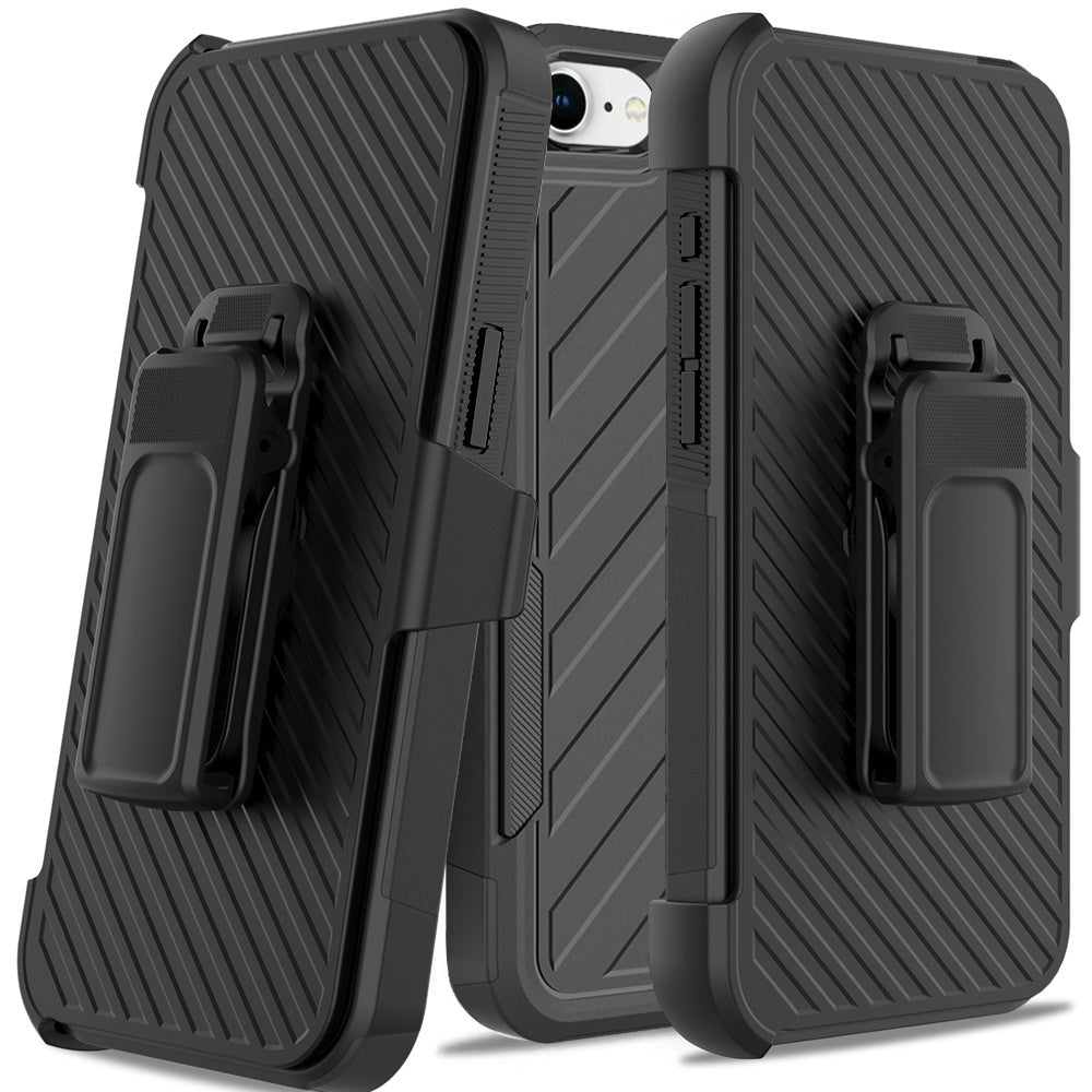 For Apple iPhone 17E /16E Rugged 2in1 Armor Combo Belt Clip Holster, Non-Slip Tough Hybrid lined Shockproof Case Case Cover