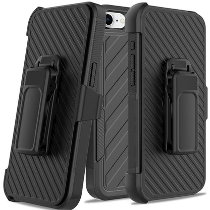 For Apple iPhone 17E /16E Rugged 2in1 Armor Combo Belt Clip Holster, Non-Slip Tough Hybrid lined Shockproof Case Case Cover