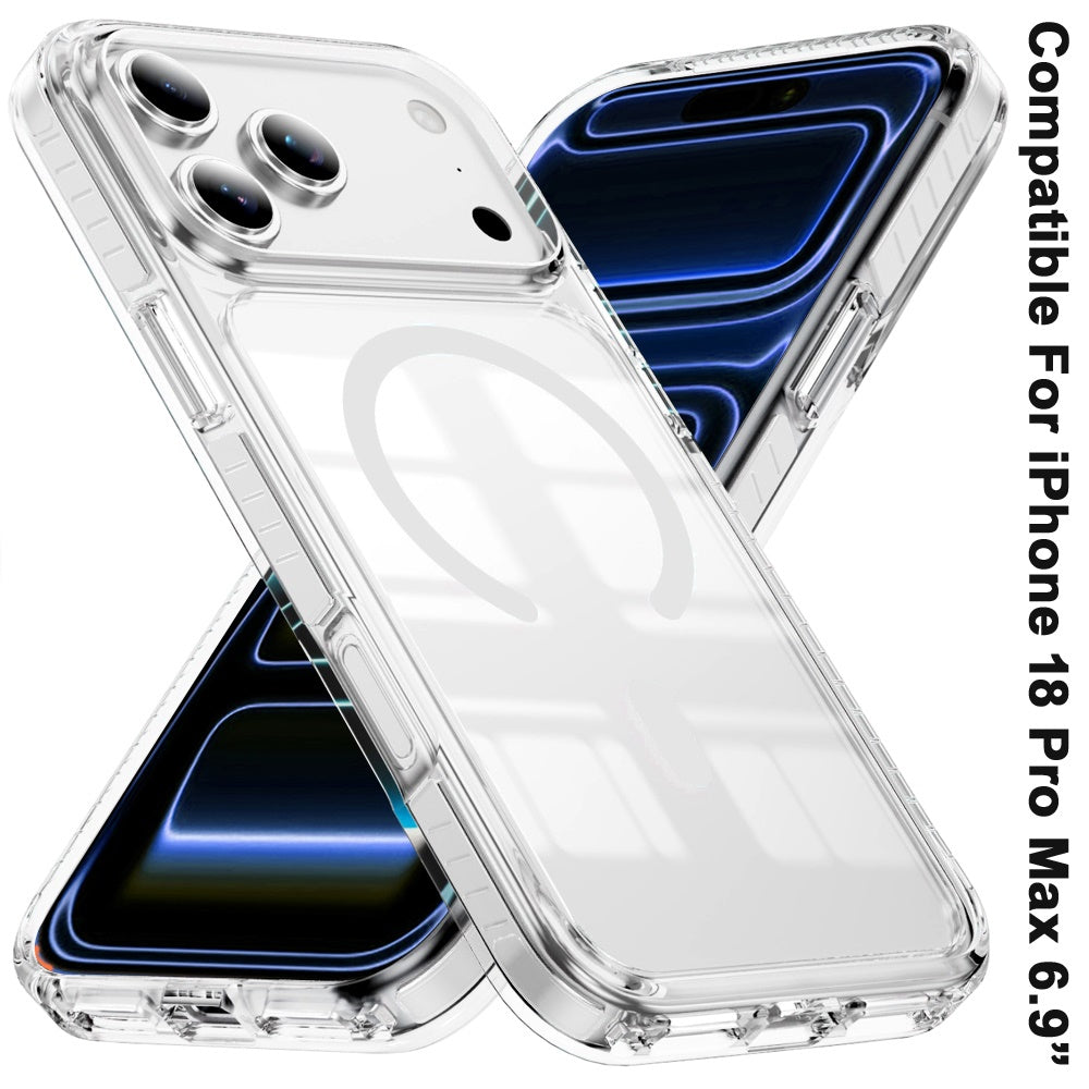 Phone Case for Apple iPhone 18 Pro Max Transparent Magnetic Shockproof Colored Edge Hybrid Case Slim Durable Grip Clear Protective Soft TPU Cover