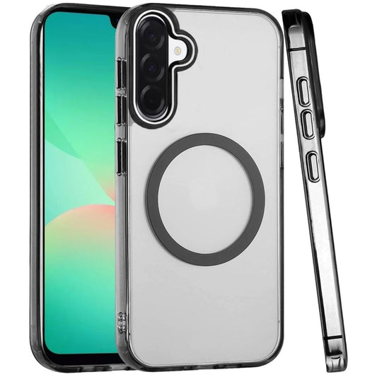 Phone Case for Samsung Galaxy A27 Magnetic Clear Acrylic Metal Button Camera Guard Shockproof Transparent Slim Grip Premium Hybrid Cover