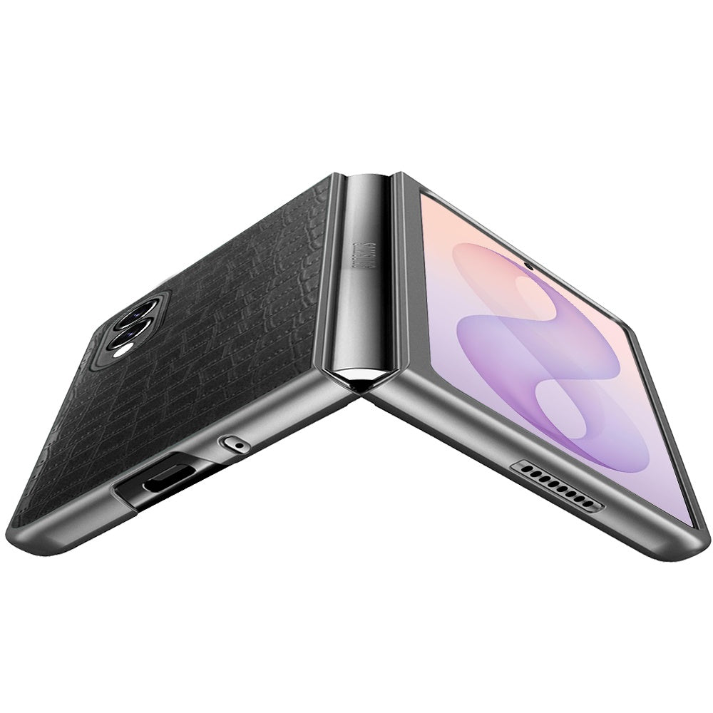 Phone Case for Samsung Galaxy Z Fold 8 Premium PU Vegan Leather Hard Shell Snap On Slim Fit Hybrid Protective Reinforced Rugged Skin Design Cover