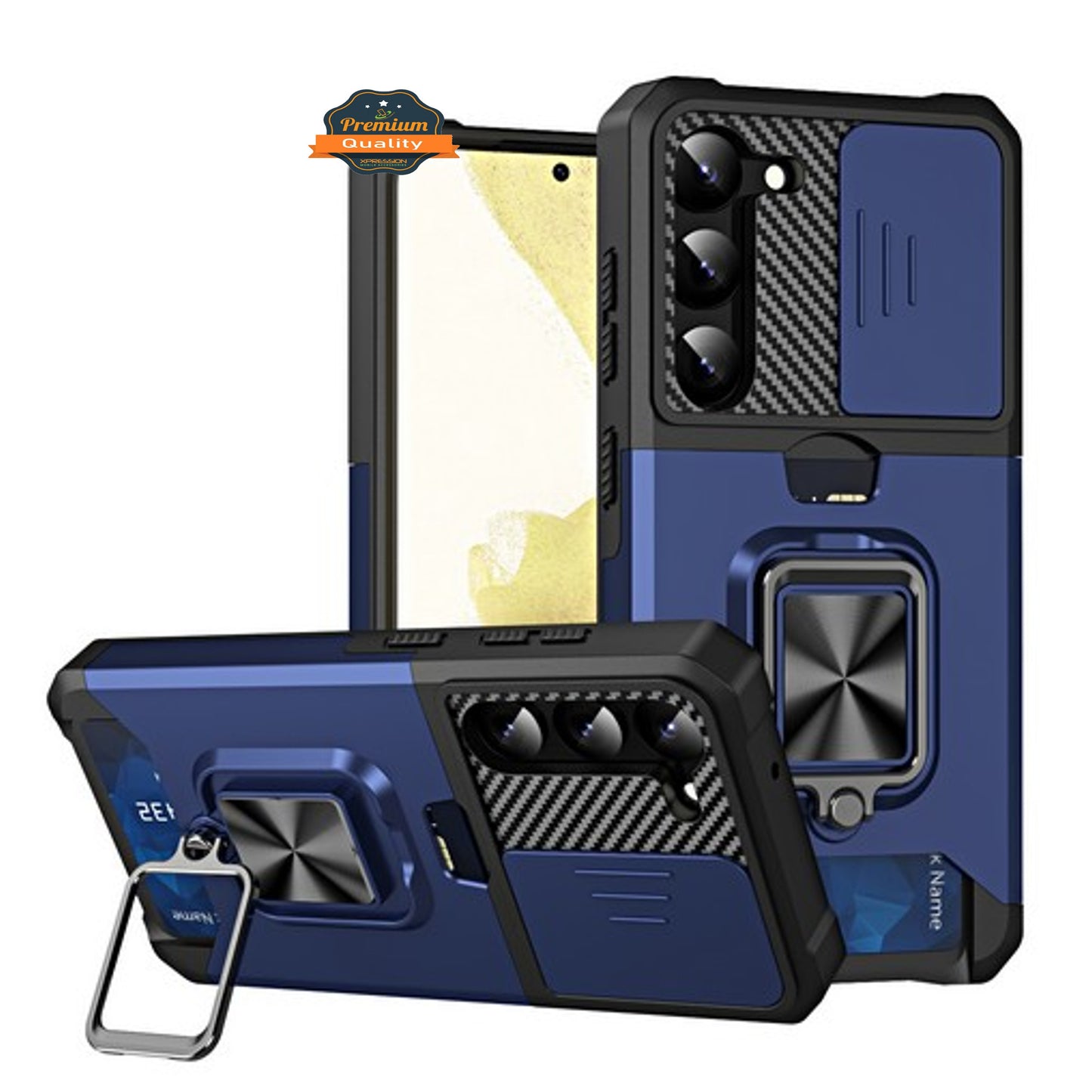 For Samsung Galaxy S25 Ultra Wallet Case with Slide Camera Protector, Credit Card Slot, Ring Sand, Magnetic Car Mount Case Cover