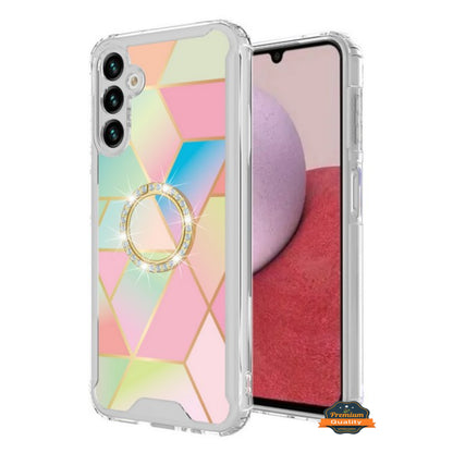 For Samsung Galaxy S25 EDGE Fashion Design Bling Diamond Hybrid Protective Case, Ring Kickstand Hard PC + TPU Protector
