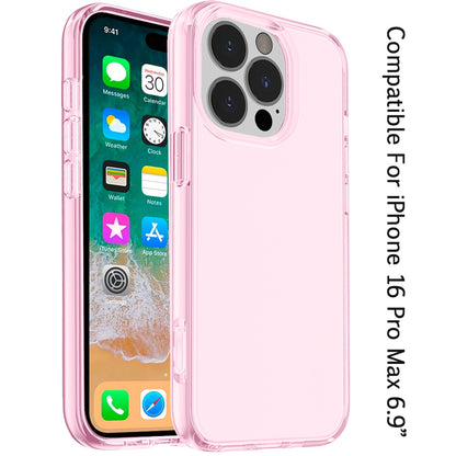 For iPhone 16 Pro Max (6.9") Transparent Shock Absorption PC + TPU Rubber Gel Thick 3mm Hybrid Silicone Slim Fit Back Case Cover
