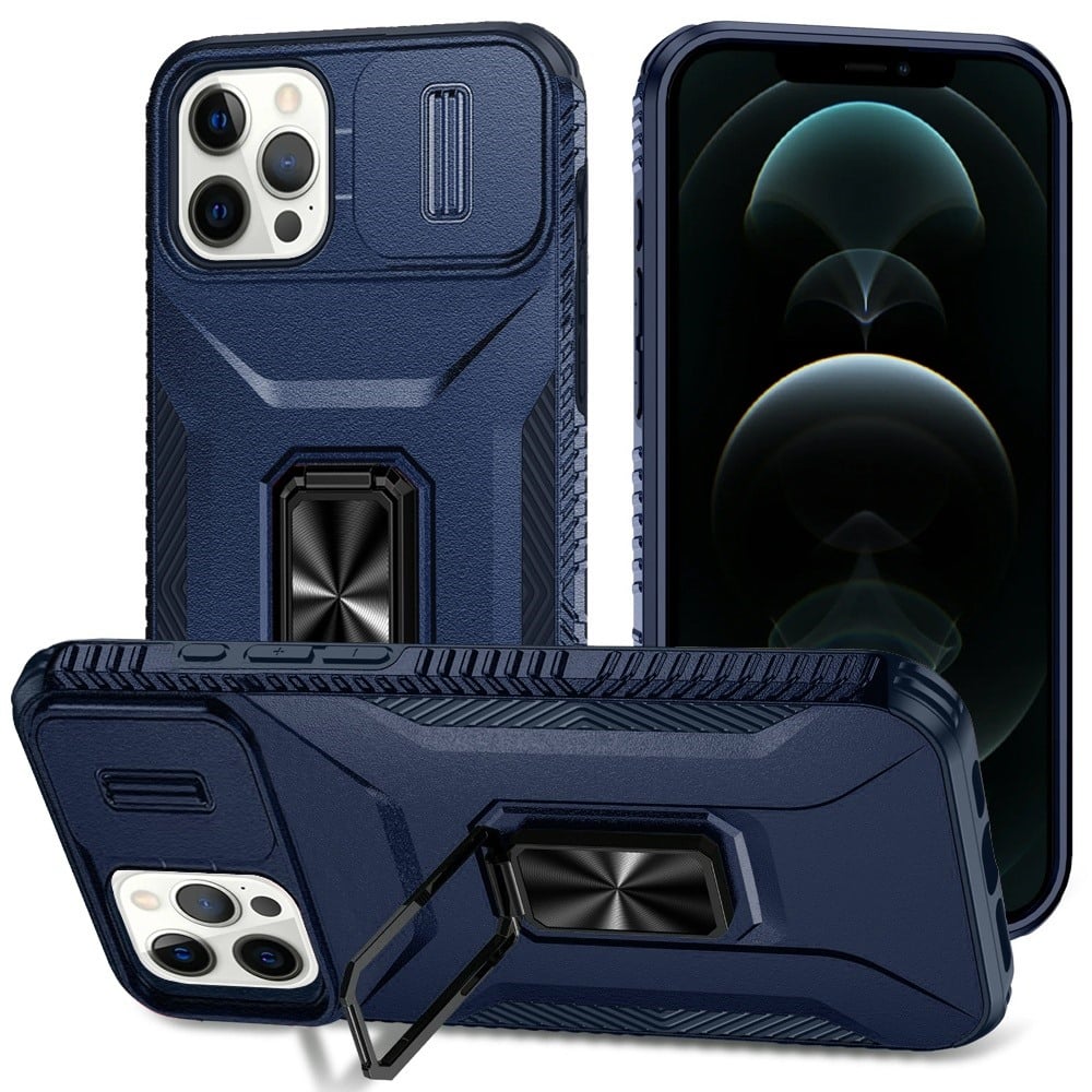 Phone Case for Apple iPhone 12 Pro Max Magnetic Ring Stand Camera Protection Shockproof Heavy Duty Kickstand Rugged Grip Anti Scratch Hybrid Cover Blue