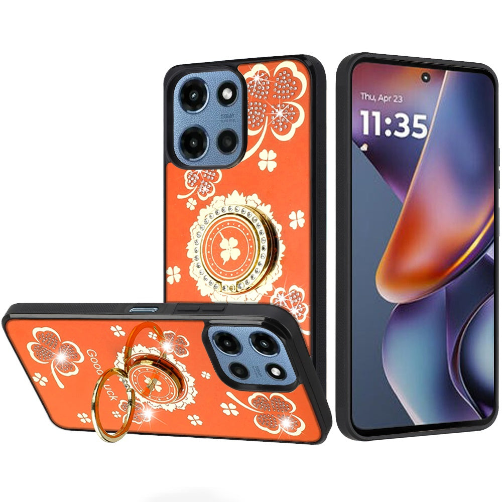 For Motorola Moto G Play 5G 2026 Diamonds 3D Fashion Bling Sparkly Glitter Ornaments Engraving Hybrid with Ring Stand Case Cover