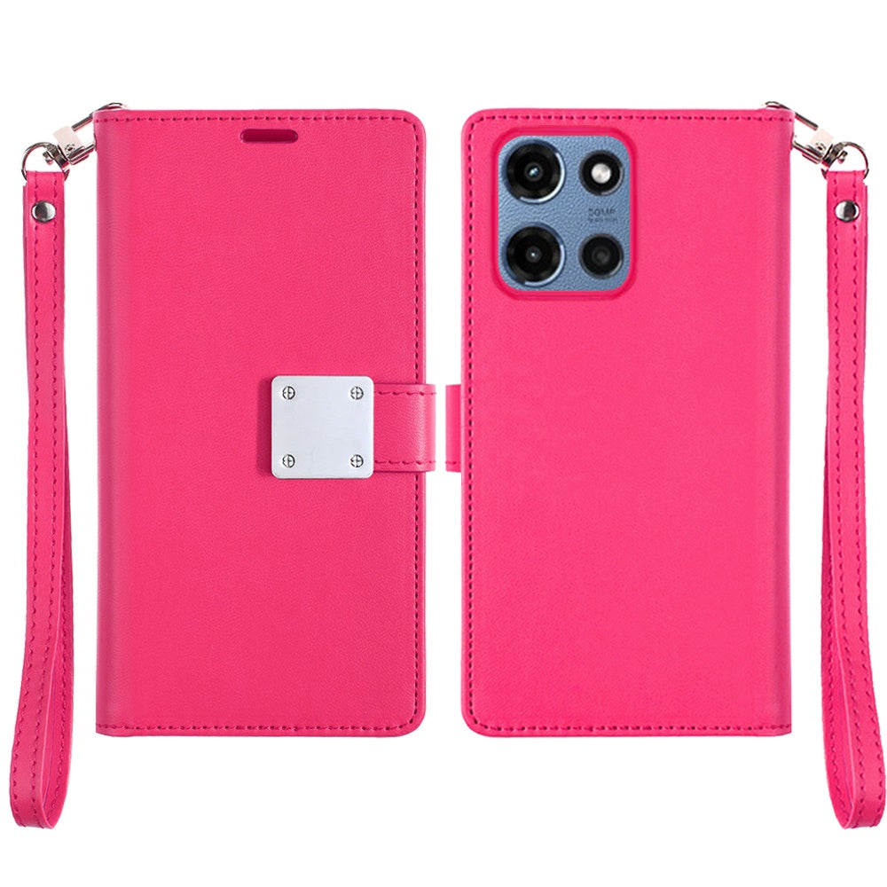 For Motorola Moto G Power 5G (2025) Wallet Cases PU Leather with Credit Card /ID /Cash Holder Slot Dual Flip Book Pouch, Stand and Strap Case Cover
