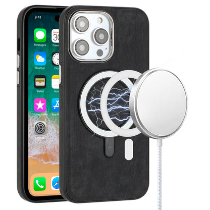For Samsung Galaxy S25 /S24 Fashion PU Vegan Leather Chrome Edge Hybrid, MagSafe Compatible, Durable TPU Hard PC Case Cover