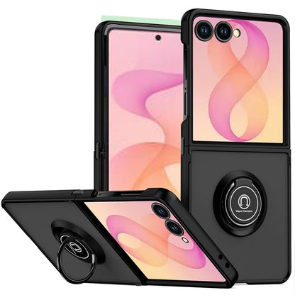 Phone Case for Samsung Galaxy Z Flip 8 Hybrid Magnetic Ring Stand TPU Hard Silicone Reinforced Bumper Shock Absorbing Matte Design Cover