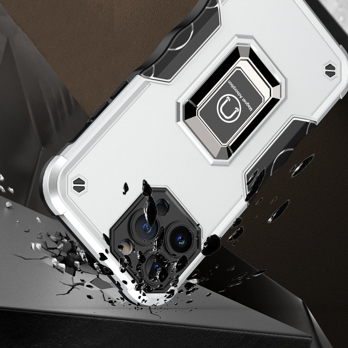 Hybrid Stand Magnetic Ring Holder Kickstand Heavy Duty Rugged Drop Silicone & Hard PC Shockproof