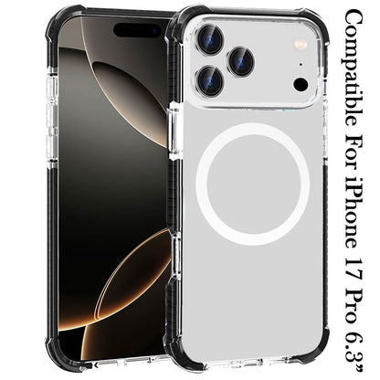 For Apple iPhone 17 Pro (6.3") Magnetic Acrylic Case Transparent Back, Rugged Colorful Frame, Shockproof Hybrid, MagSafe Compatible Case Cover