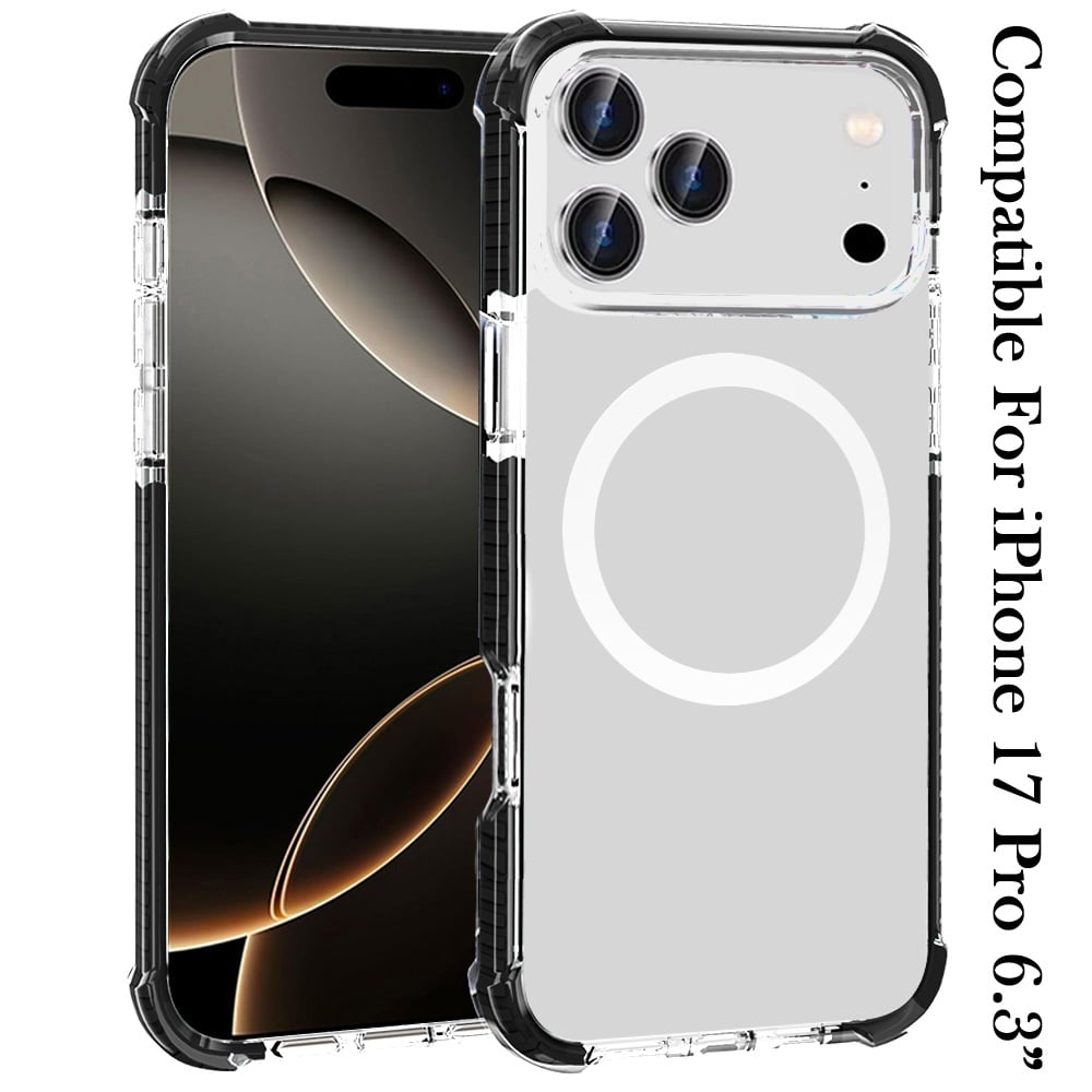 For Apple iPhone 17 Pro (6.3") Magnetic Acrylic Case Transparent Back, Rugged Colorful Frame, Shockproof Hybrid, MagSafe Compatible Case Cover