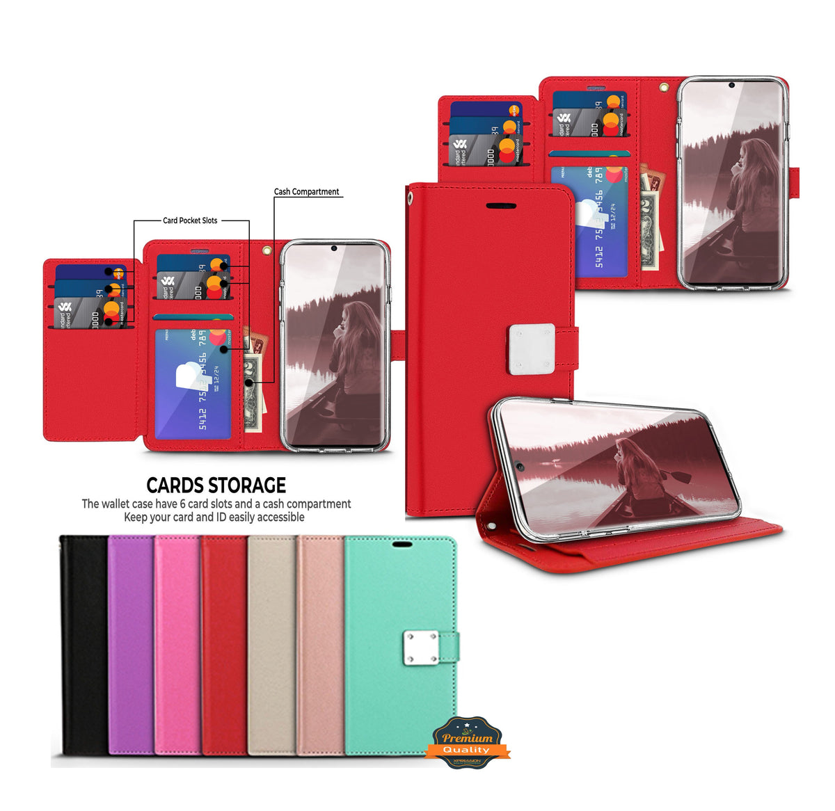 For Samsung Galaxy A26 PU leather Wallet 6 Card Slots folio with Wrist Strap & Kickstand Pouch Flip Shockproof Case Cover