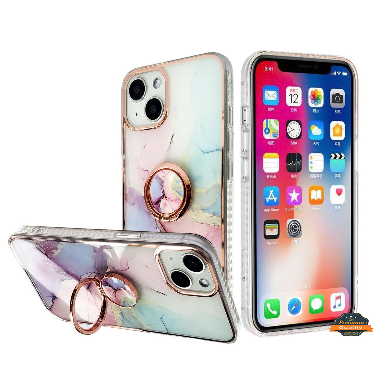 For Samsung Galaxy A16 5G Fashion Design Pattern Hybrid Ring Kickstand Bling Diamond Hard PC TPU Protective Case Cover