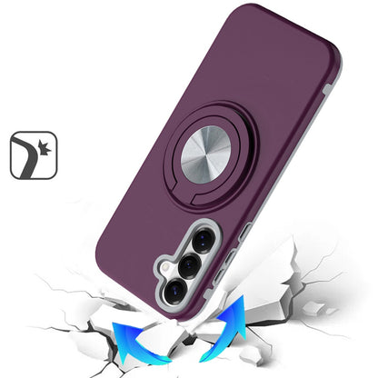 Phone Case for Samsung Galaxy S26+ / S26 Plus Shockproof Magnetic Ring Stand Rotating CarMount Hybrid Metal Matte Finish AntiSlip Grip Kickstand Cover Purple