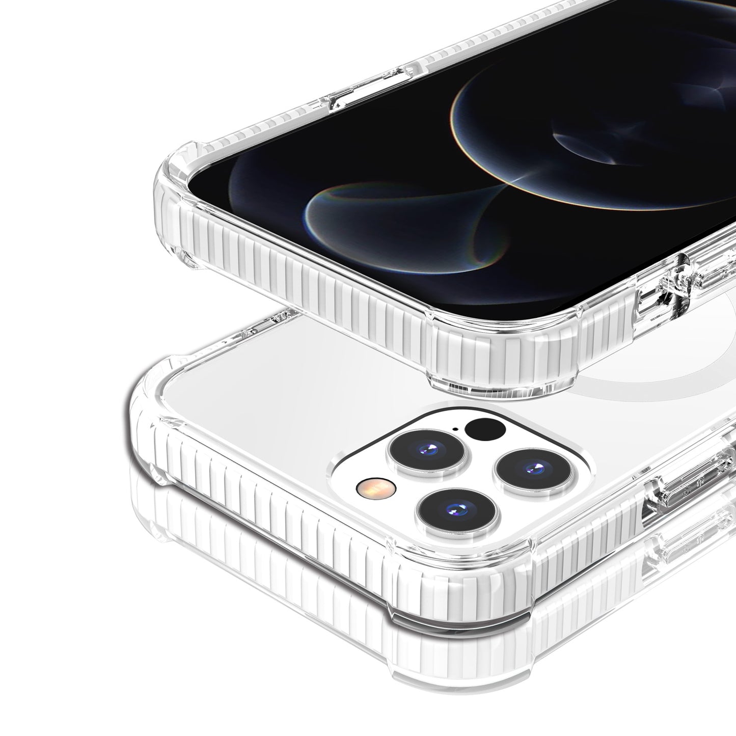 For Apple iPhone 16 (6.1") Hybrid Acrylic Transparent Hard PC + TPU Color Frame Bumper Compatible with MagSafe Case Cover