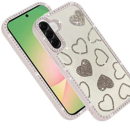 For Samsung Galaxy A57 Spread Love Glitter Shimmer Bling Diamond Edge Hybrid Drop Protection Shockproof Design Case Cover