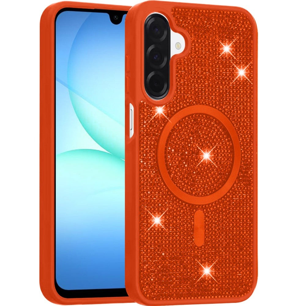 Phone Case for Samsung Galaxy A17 5G Magnetic Bling Diamond Sparkle Hybrid Shockproof Rugged Grip Durable Protection Anti-Slip Armor Design Cover