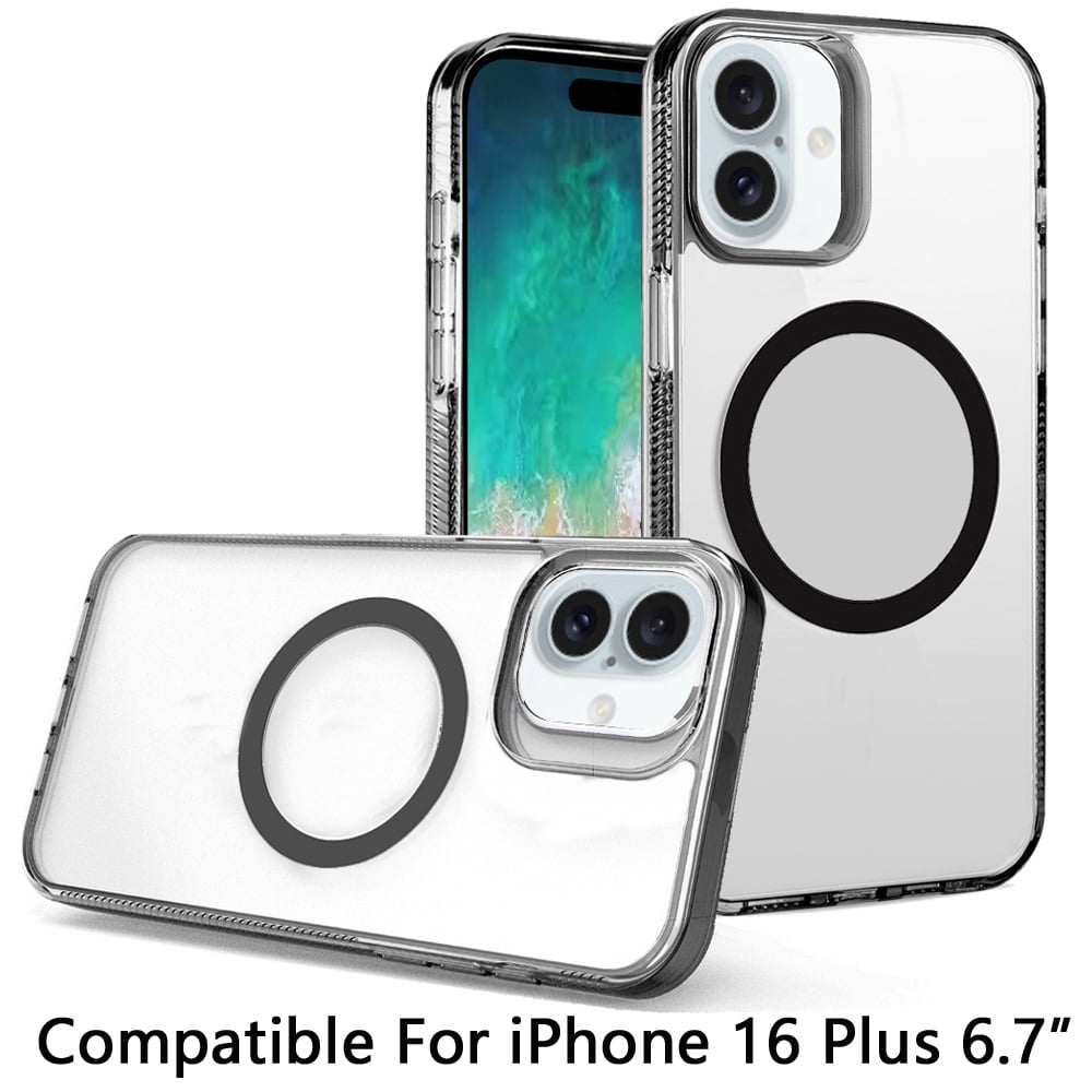For Apple iPhone 16 Plus MagSafe Compatible Integrated Technology Clean Transparent Hybrid Armor TPU Frame Case Cover Clear