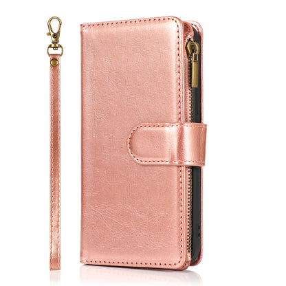 For Samsung Galaxy S26+ / S26 Plus Wallet Case with ID/ Card Holder, Wristlet Strap, Magnetic TPU Protective Shockproof Folio Flip Case Cover Rose Gold