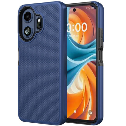 Phone Case for TCL 70 Pro Textured Dotted Hybrid Dual Layers Rugged TPU Shock Absorbing Reinforced Bumper Non Slip Grip Cover