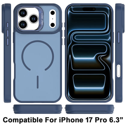 For Apple iPhone 17 Pro (6.3") Magnetic Matte Metal Camera Stand Hybrid Drop Protection Durable Shockproof Slim Fit Design Case Cover