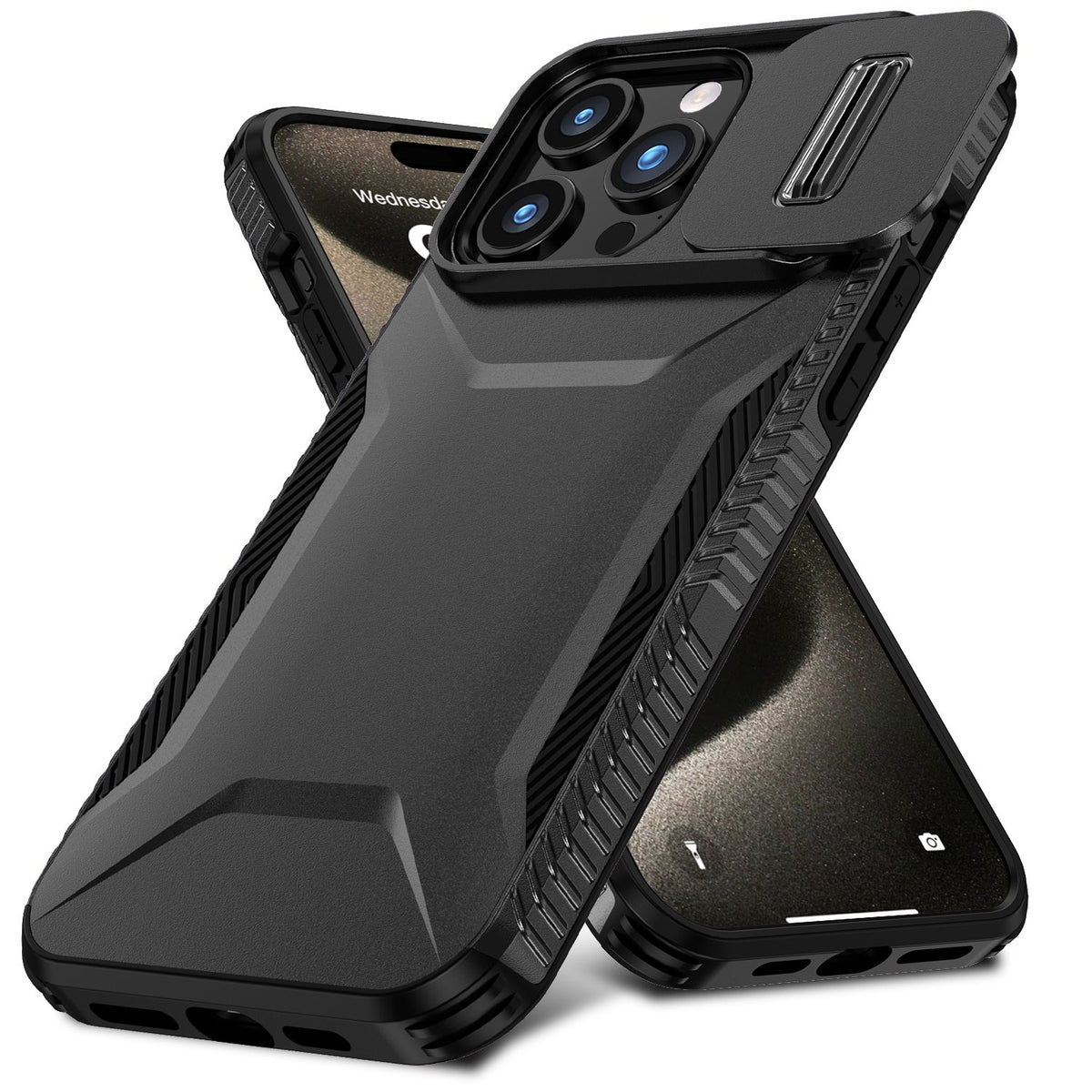 For Samsung Galaxy A36 Slim Fit Shockproof Hybrid with Slide Camera Window Covering, Rugged Tpu Silicone Hard PC Bumper Case Cover