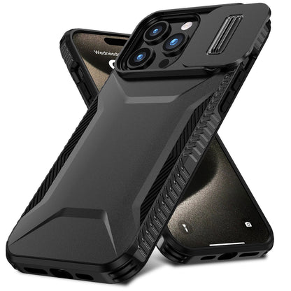 For Apple iPhone 13 (6.1") Slim Fit Shockproof Hybrid with Slide Camera Window Covering, Rugged Tpu Silicone Hard PC Bumper Case Cover