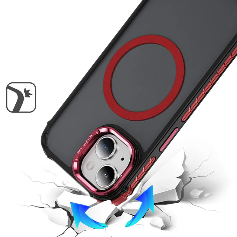 For Apple iPhone 11 Hybrid Metal Camera Stand Ring Sturdy, Compatible with MagSafe, Matte Hard TPU Colorful Edge Case Cover