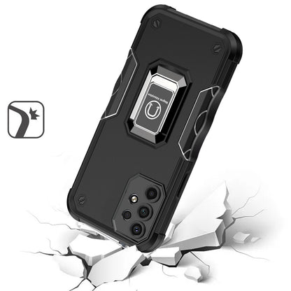 For Samsung Galaxy A52 5G Hybrid Stand Magnetic Ring Holder Kickstand Heavy Duty Rugged Drop Silicone & Hard PC Shockproof Case Cover Black