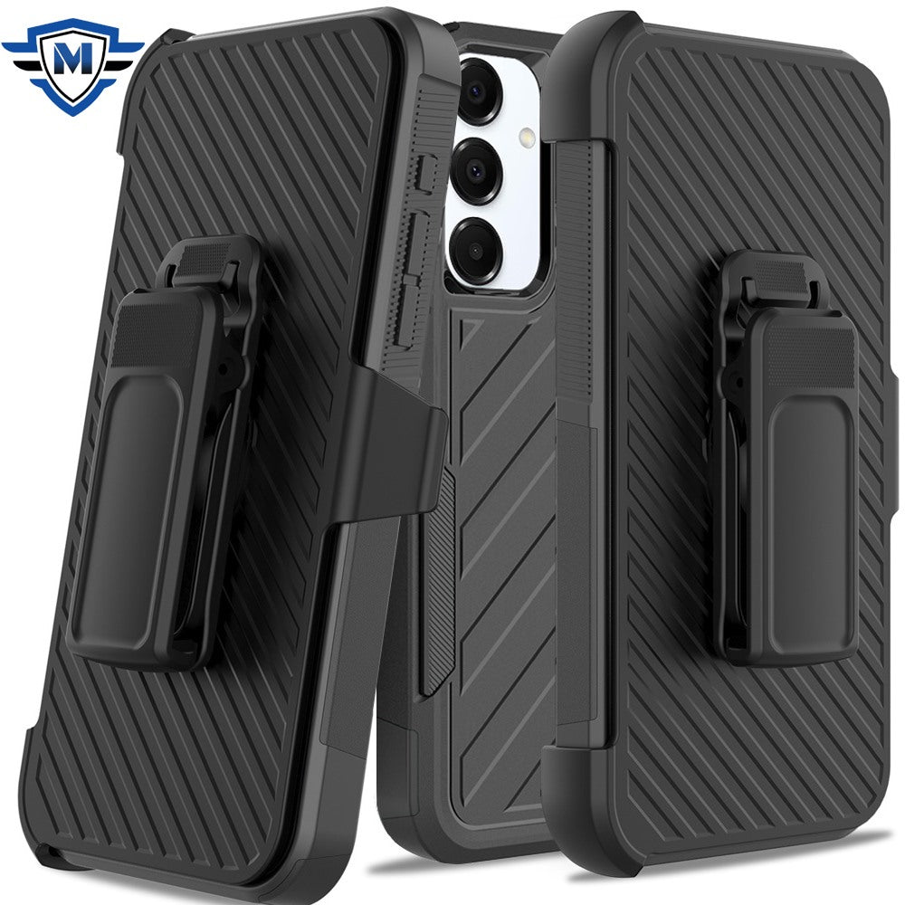 Phone Case for Samsung Galaxy S25 Plus, S25+, Galaxy S24+, GS24 Plus Rugged Shockproof Dual Layer Armor Impact Resistant with Belt Clip Holster Protective Grip Durable Heavy Duty Cover Black
